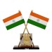 Voila Indian National Cross Design Flags Satyamev Jayate Symbol Stand for Car, Bus, Truck Dashboard Office Table